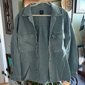 Zara Sage Green Utility Jacket